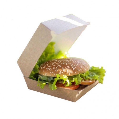 Cutii Hamburger Mediu carton Kraft natur 117x106x89