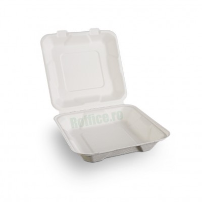 Caserole Biodegradabile albe, 1 compartiment, 205x205x65 (50 buc/set)