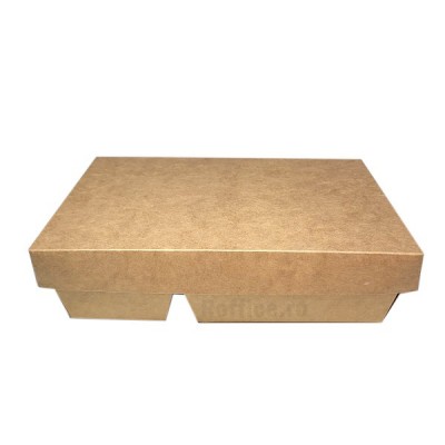 Cutii din carton cu 2 compartimente Meniu natur cu capac carton (100 buc/set)