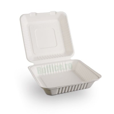 Caserole Biodegradabile albe, 1 compartiment, 230x230x75 (50 buc/set)