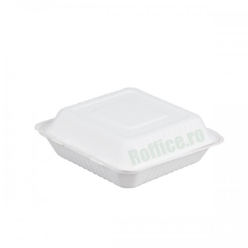 Caserole Biodegradabile albe, 1 compartiment, 22.8x23x8 (200 buc/bax)