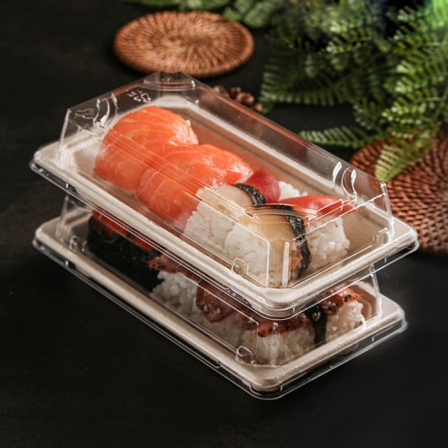 Caserole sushi biodegradabile + capac RPET 165x115x21