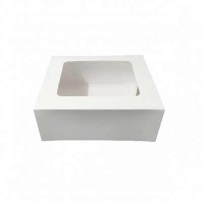 Cutii albe cu fereastra pentru prajituri | fursecuri - 23x20x9.2 (25 buc/set)